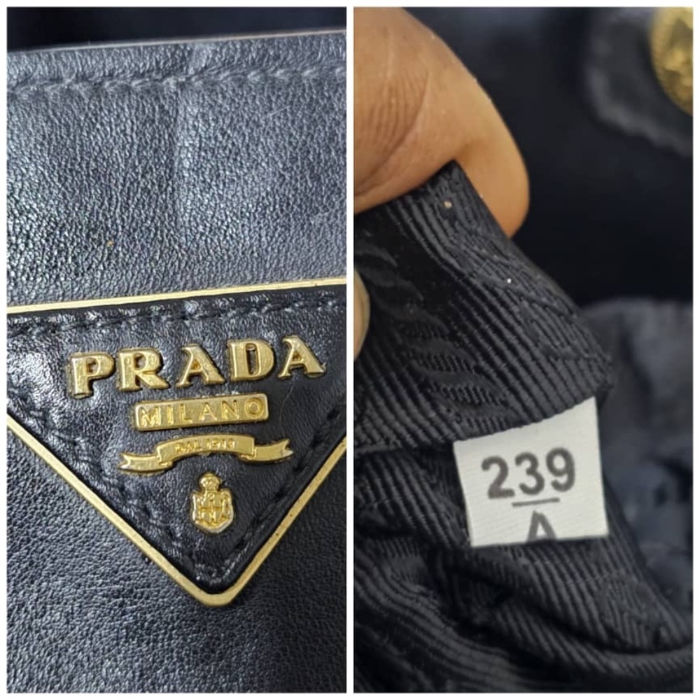 Authentic PRADA Vitello Daino Shopping Tote & Front Pocket Nero Black - Picture 5 of 15